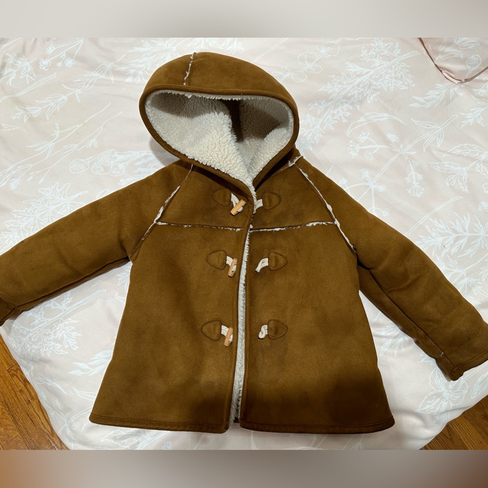 Zara Faux leather toggle coat- 12-18 months